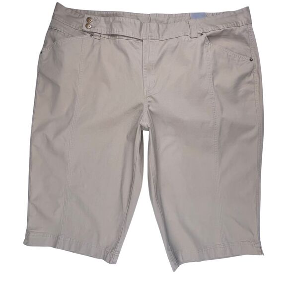 Lane Bryant Venezia Capris 28 Khaki Soft Twill Comfort Fit Weekend Ready Pants - Picture 1 of 10